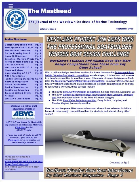 The Masthead - Westlawn Institute of Marine Technology