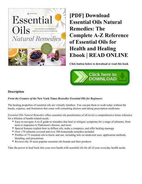 Pdf Download Essential Oils Natural Remedies The Complete - 