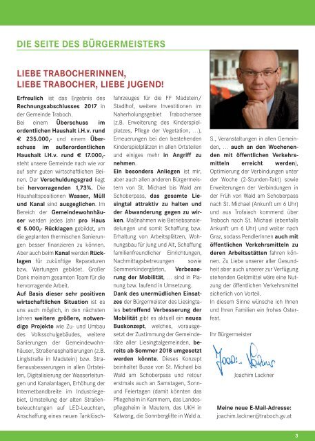 Gemeindezeitung Traboch März 2018
