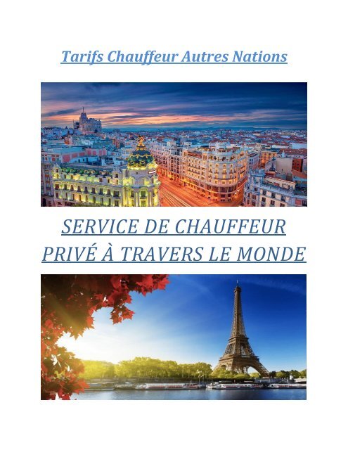 Tarifs Chauffeur Autres Nations