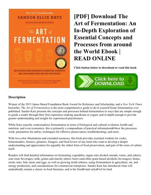 [PDF] Download The Art of Fermentation: An In-Depth Exploration of Essential Concepts and Processes from around the World Ebook | READ ONLINE