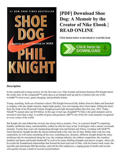 shoe dog a memoir by the creator of nike by phil knight pdf