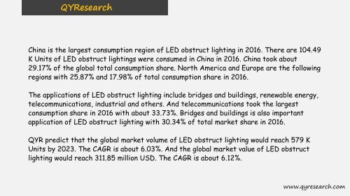 QYR predict that the global market volume of LED obstruct lighting would reach 579 K Units by 2023