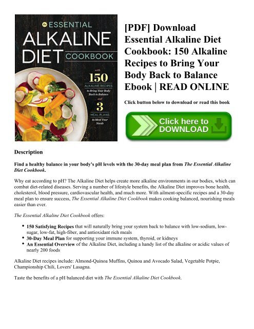 [PDF] Download Essential Alkaline Diet Cookbook: 150 Alkaline Recipes to Bring Your Body Back to Balance Ebook | READ ONLINE