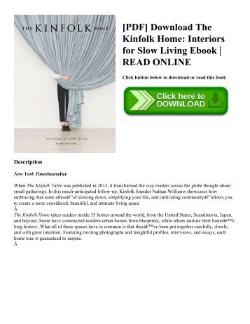 [PDF] Download The Kinfolk Home: Interiors for Slow Living Ebook | READ ONLINE