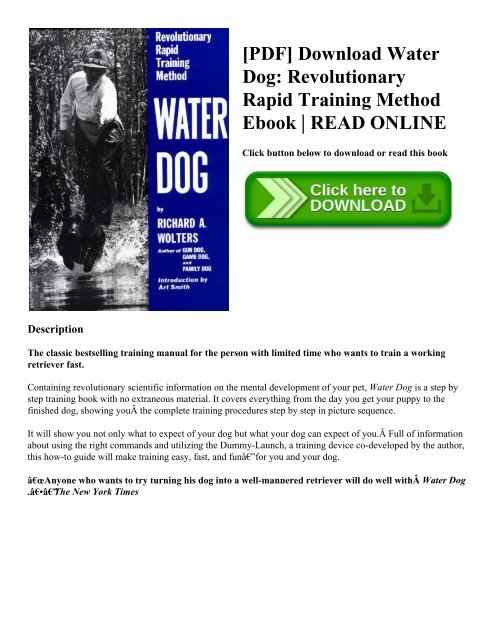 Pdf Download Water Dog Revolutionary Rapid Training Method Ebook Read Online