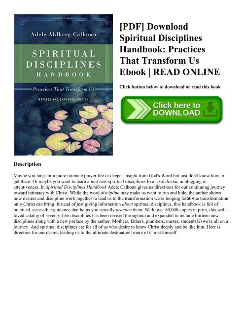 [PDF] Download Spiritual Disciplines Handbook: Practices That Transform Us Ebook | READ ONLINE
