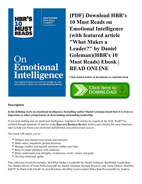 [PDF] Download HBR's 10 Must Reads on Emotional Intelligence (with featured article 