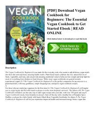 [PDF] Download Vegan Cookbook for Beginners: The Essential Vegan Cookbook to Get Started Ebook | READ ONLINE