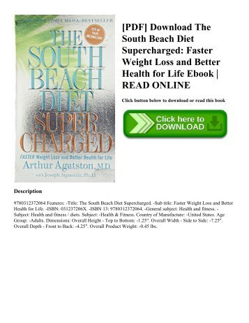 [PDF] Download The South Beach Diet Supercharged: Faster Weight Loss and Better Health for Life Ebook | READ ONLINE