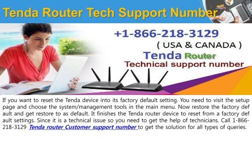 Tenda Router Support Number +1-866-218-3129