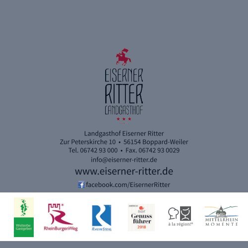 Landgasthof Eiserner Ritter: Booklet 2018