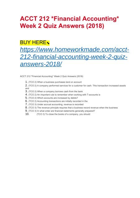 financial accounting assignment answers