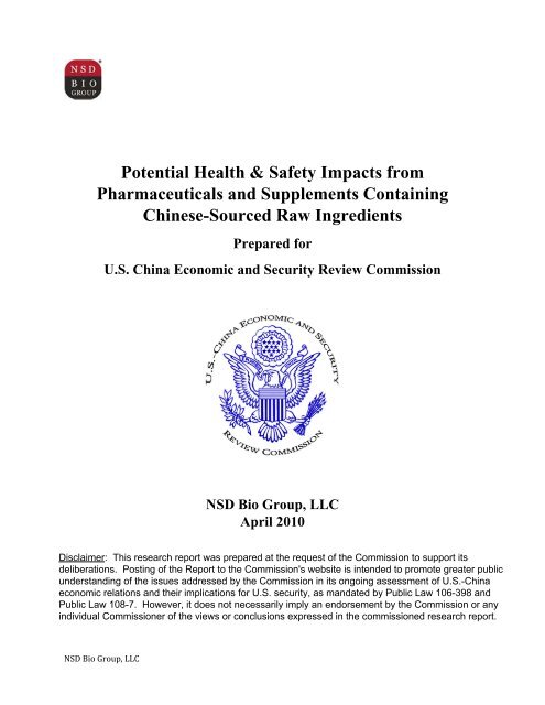 Potential Health &amp; Safety Impacts from Pharmaceuticals and