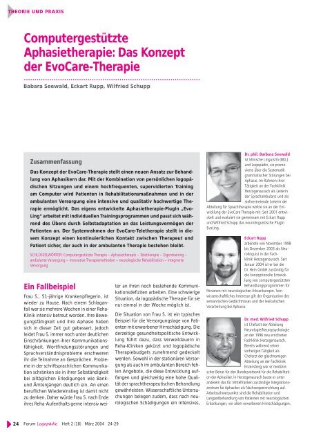 Das Konzept der EvoCare-Therapie - Dr.Hein