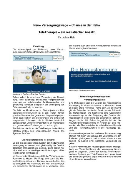 Chance in der Reha TeleTherapie - Dr.Hein