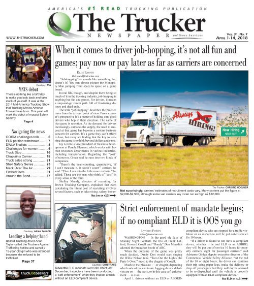 The Trucker Newspaper - April 1, 2018