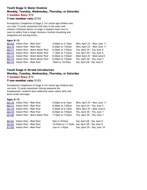 Kennett Area YMCA - Late Spring Programs 2018 