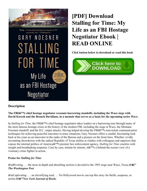 [PDF] Download Stalling for Time: My Life as an FBI Hostage Negotiator Ebook | READ ONLINE