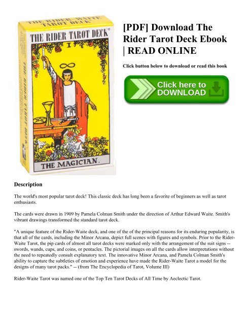 Pdf Download The Rider Tarot Deck Ebook Read Online