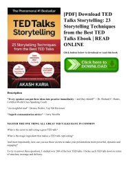 [PDF] Download TED Talks Storytelling: 23 Storytelling Techniques from the Best TED Talks Ebook | READ ONLINE
