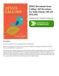 [PDF] Download Jesus Calling: 365 Devotions For Kids Ebook | READ ONLINE