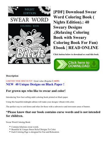 PDF Download Swear Word Coloring Book Nights Edition 40 Sweary