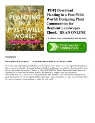 [PDF] Download Planting in a Post-Wild World Designing Plant Communities for Resilient Landscapes Ebook READ ONLINE