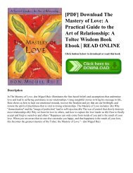 [PDF] Download The Mastery of Love: A Practical Guide to the Art of Relationship: A Toltec Wisdom Book Ebook | READ ONLINE