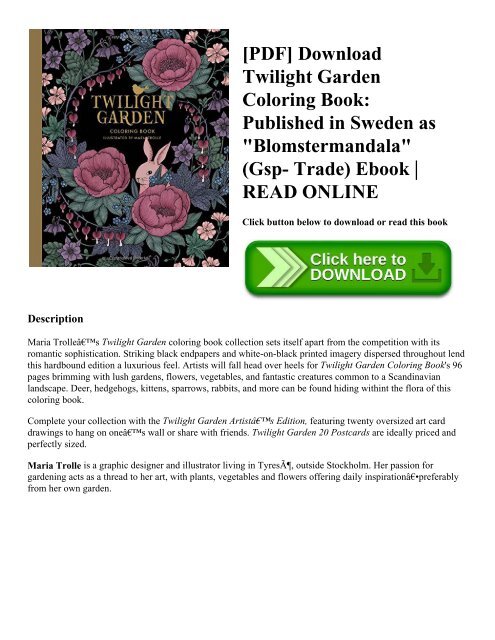 Download Pdf Download Twilight Garden Coloring Book Published In Sweden As