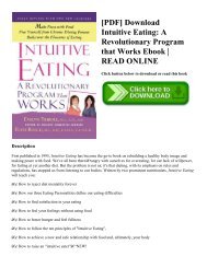[PDF] Download Intuitive Eating: A Revolutionary Program that Works Ebook | READ ONLINE