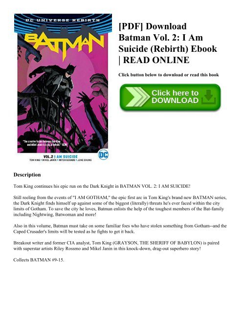 [PDF] Download Batman Vol. 2: I Am Suicide (Rebirth) Ebook | READ ONLINE