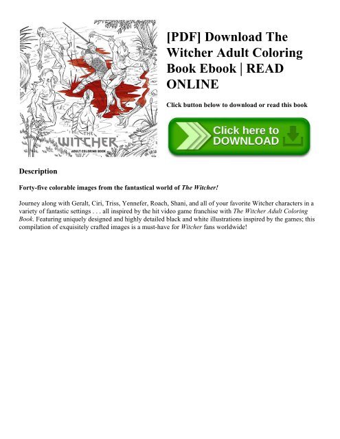 Download Pdf Download The Witcher Adult Coloring Book Ebook Read Online