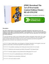 [PDF] Download The Art of Overwatch Limited Edition Ebook | READ ONLINE