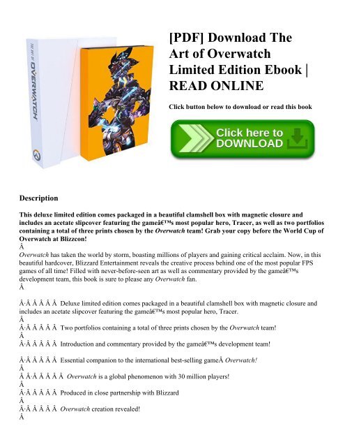 Pdf Download The Art Of Overwatch Limited Edition Ebook Read Online Pdf Download The Art Of Overwatch Limited Edition Ebook Read Online