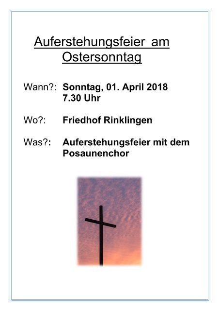Gottesdienste Ostern 2018