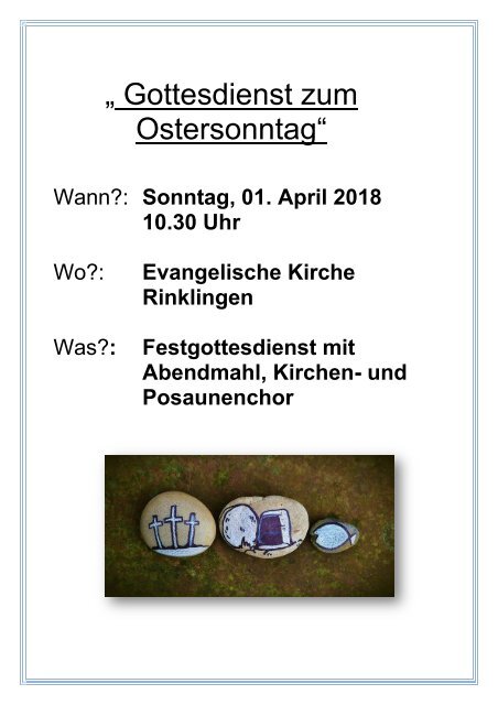 Gottesdienste Ostern 2018