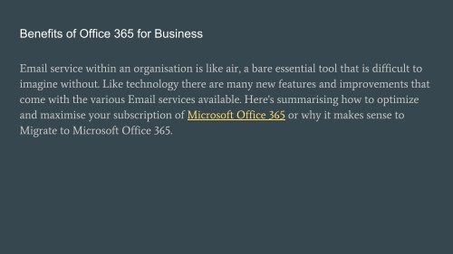 Benefits of Office 365 for Business