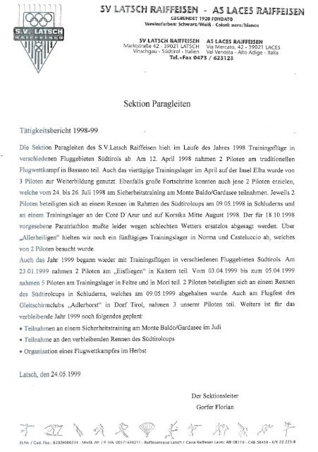 Geschichte der Sektion Paragleiten von 1997 -2008