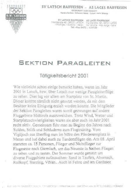 Geschichte der Sektion Paragleiten von 1997 -2008