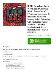 [PDF] Download Swear Word Adult Coloring Book: Fresh Out of F*cks: An Irreverent & Hilarious Antistress Sweary Adult Colouring Gift Featuring Funny Modern ... Mindful Meditation & Stress Relief) Ebook | READ ONLINE