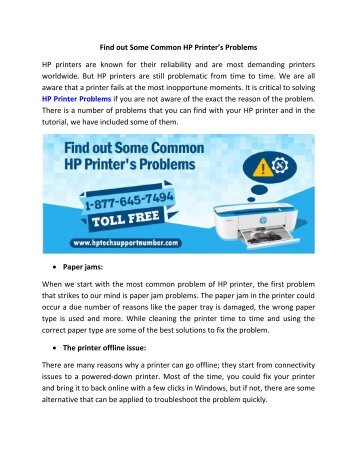 Find Out Some Common HP Printers Problems