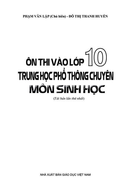 Ôn tập vào 10 THPT chuyên môn Sinh Học (2015)