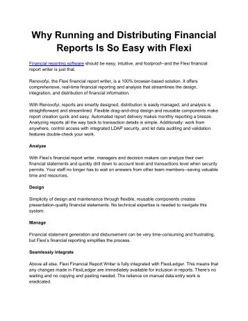 Why Running and Distributing Financial Reports Is So Easy with Flexi