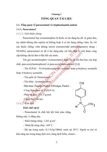 Định lượng đồng thời paracetamol, clopheninamin maleat trong thuốc coldacmin và pacemin bằng phương pháp sắc ký lỏng hiệu năng cao (HPLC) và phương pháp quang phổ hấp thụ phân tử (UV-VIS)