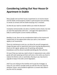 Considering Letting Out Your House Or Apartment In Dublin