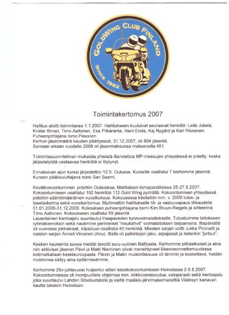 2007 Toimintakertomus
