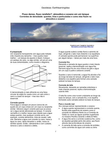 Fluxo denso, fluxo rarefeito? Atmosfera e oceano em um tanque