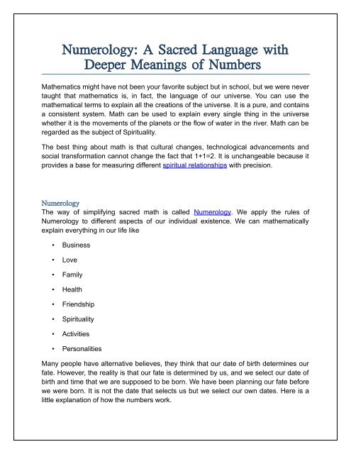 Numerology A Sacred Language with Deeper Meanings of Numbers