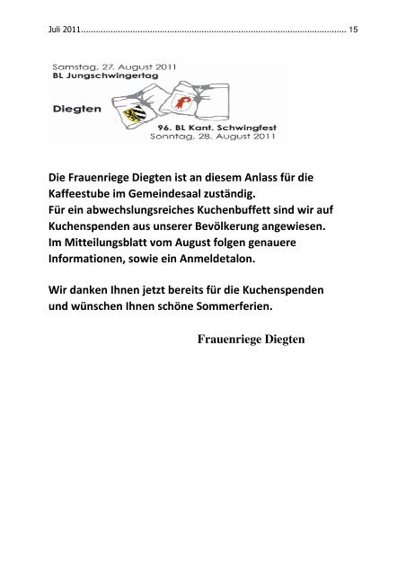 Zivilstandsmeldung 01.04.2011 - Gemeinde Diegten